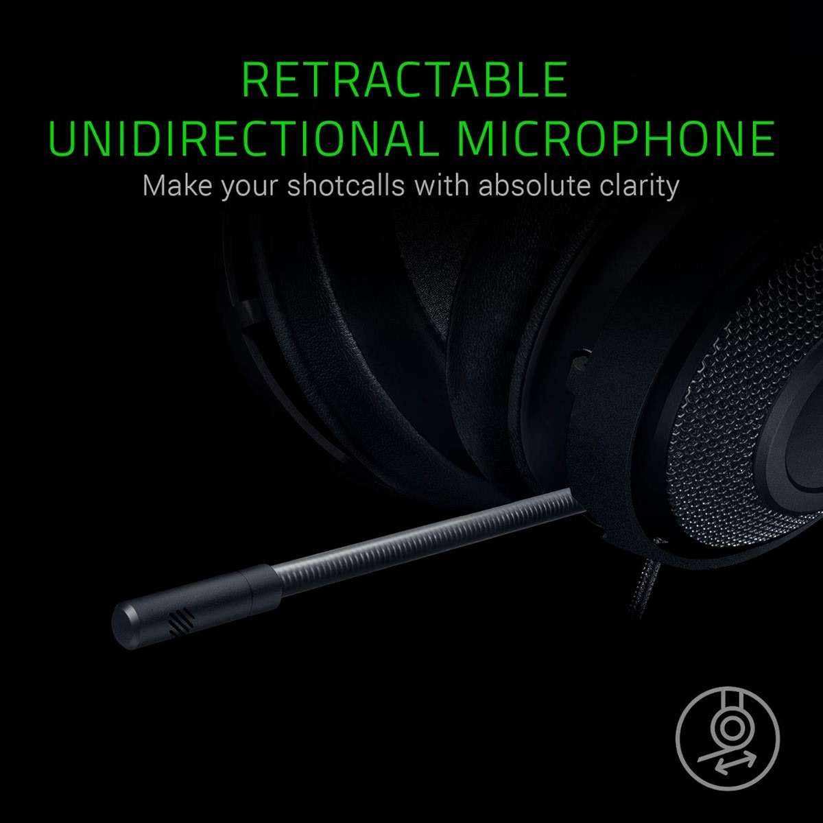 Razer Kraken Gaming Headset: Lightweight Aluminum Frame - Retractable Noise Isolating Microphone - for PC, PS4, PS5, Switch, Xbox One, Xbox Series X & S, Mobile - 3.5 mm Headphone Jack - Black/Blue - Image 3