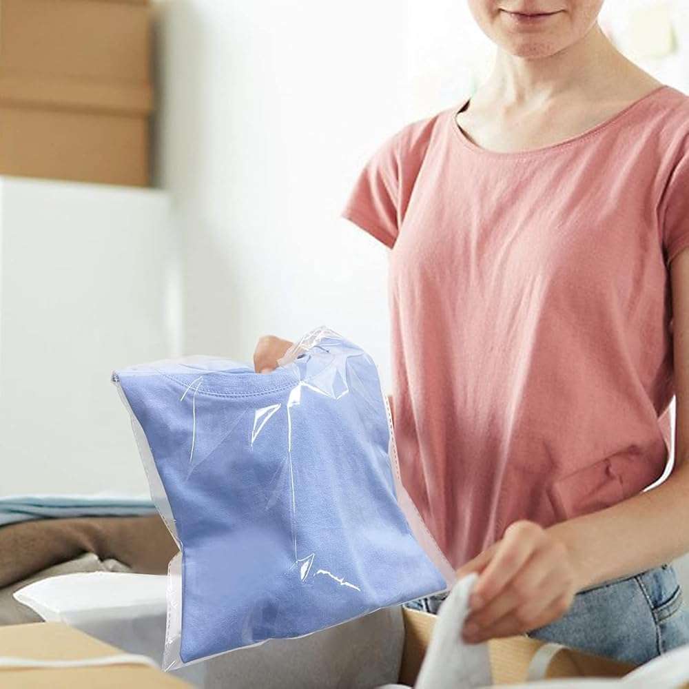 KRUM Heavy Quality Transparent Saree Cloth Utility Bag Self Adhesive BOPP Bag (50, 12 X 16 Inch) - Image 2