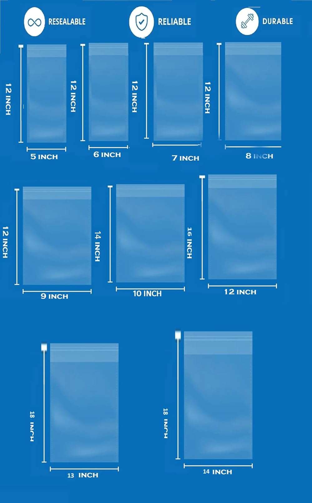 KRUM Heavy Quality Transparent Saree Cloth Utility Bag Self Adhesive BOPP Bag (50, 12 X 16 Inch) - Image 3