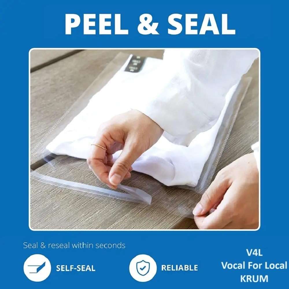 KRUM Heavy Quality Transparent Saree Cloth Utility Bag Self Adhesive BOPP Bag (50, 12 X 16 Inch) - Image 10