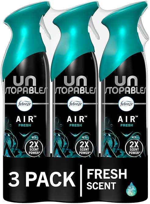 Febreze Air Mist Air Freshener Spray, Odor-Fighting Room Spray, Air Fresheners for Home and Bathroom and Kitchen, Aerosol Can, Unstopables Fresh Scent, Multicolor, 8.8oz (Pack of 3) - Image 1