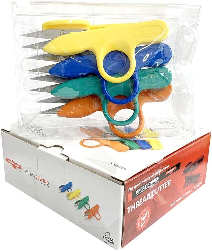 Golden Eagle Right/Left Craft Sewing Pruning Thread Scissors in Soft Vinyl Pouch 4pcs a Pack (4pcs Assorted Colors) - Image 1