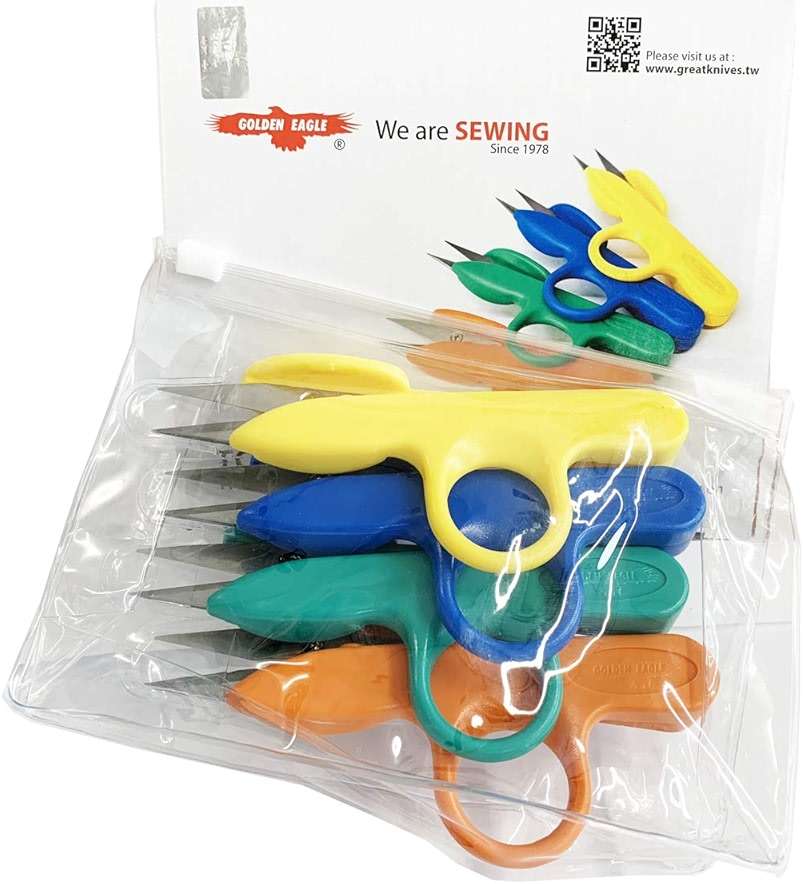 Golden Eagle Right/Left Craft Sewing Pruning Thread Scissors in Soft Vinyl Pouch 4pcs a Pack (4pcs Assorted Colors) - Image 2