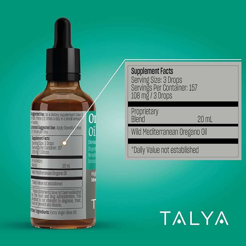 TALYA Oregano Oil 0.67 fl.oz | Oil of Oregano Liquid | Immune Support, High Carvacrol, Digestive Health | Non-GMO | Vegan | Mediterranean Oregano - Image 5