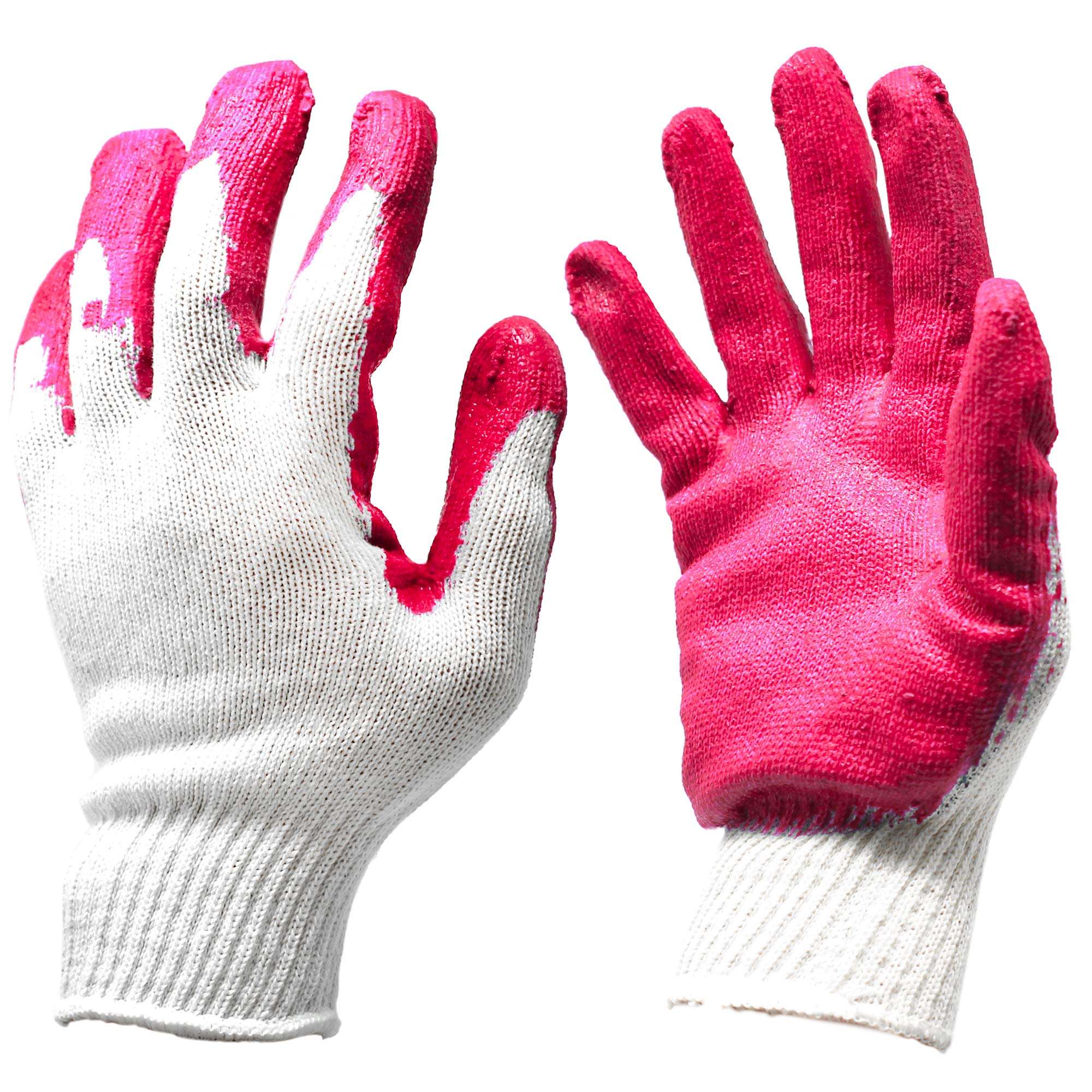 CBC Crown PREMIUM Non-Slip Multi-Purpose Red, Blue Latex Rubber Palm Coated Work Safety Gloves Garden Gloves - Image 1