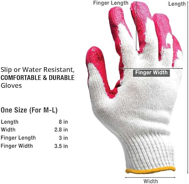 CBC Crown PREMIUM Non-Slip Multi-Purpose Red, Blue Latex Rubber Palm Coated Work Safety Gloves Garden Gloves - Image 2