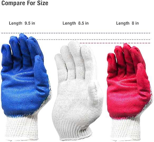 CBC Crown PREMIUM Non-Slip Multi-Purpose Red, Blue Latex Rubber Palm Coated Work Safety Gloves Garden Gloves - Image 3