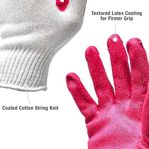 CBC Crown PREMIUM Non-Slip Multi-Purpose Red, Blue Latex Rubber Palm Coated Work Safety Gloves Garden Gloves - Image 4