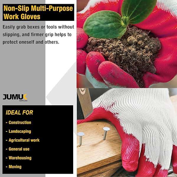 CBC Crown PREMIUM Non-Slip Multi-Purpose Red, Blue Latex Rubber Palm Coated Work Safety Gloves Garden Gloves - Image 5