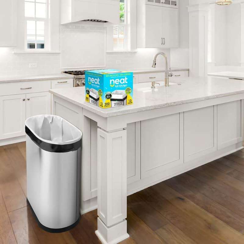 Neat Tall Kitchen 13 Gallon Drawstring Trash Bags - (MEGA 200 Count) - Triple Ply Fortified, Eco-Friendly 50% Recycled Material, Neutralize+ Odor Technology, Reversible Black and White Garbage Bags - Image 3