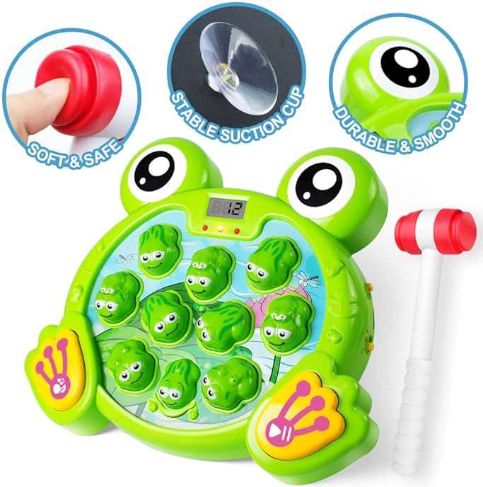 YEEBAY Whack A Frog Game with 2 Hammers, Toddler Early Developmental Learning Toy, Fun Birthday Gift for Kids Age 2+, Toys for 2 3 4 Year Old Boys Grils - Image 5