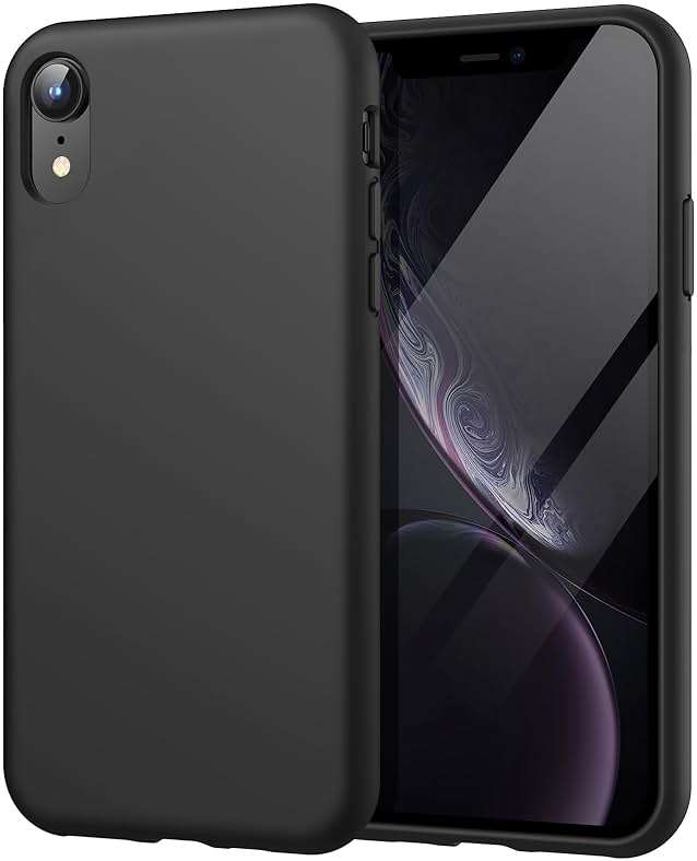 JETech Silicone Case for iPhone XR, 6.1-Inch, Silky-Soft Touch Full-Body Protective Case, Shockproof Cover with Microfiber Lining (Black) - Image 1