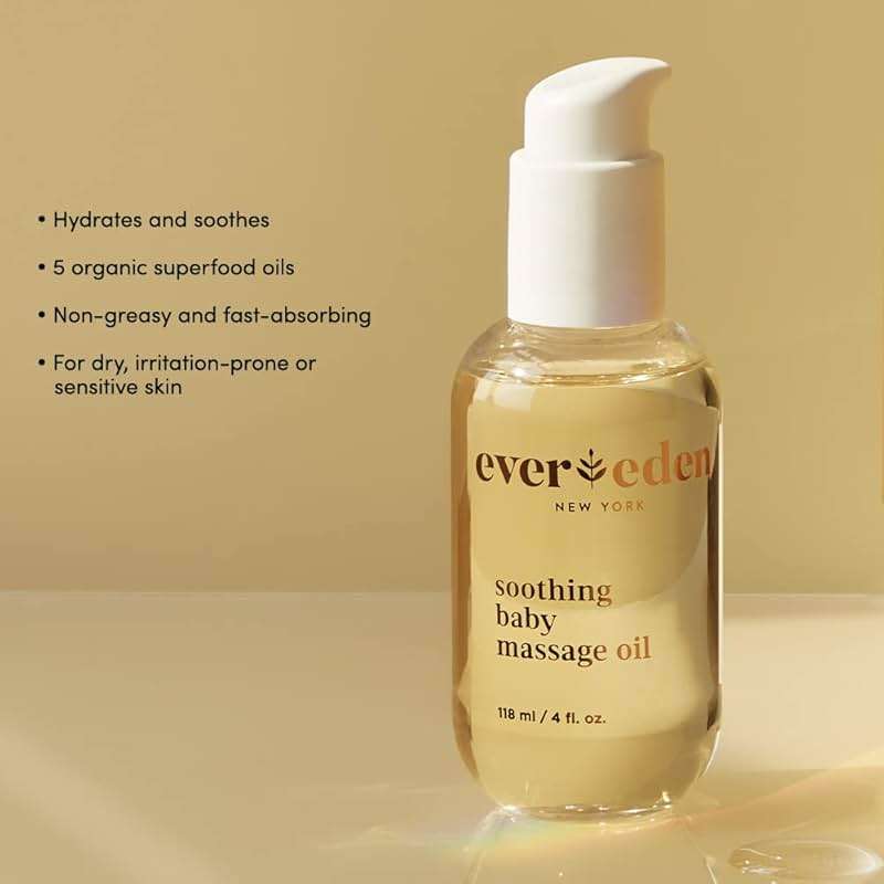 Evereden Soothing Baby Massage Oil 4 fl oz. | Clean Baby Care | Non-toxic and Fragrance Free | Clean Ingredients - Image 3