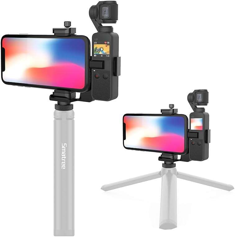 Smatree OSMO Pocket 2 Phone Holder Set Expansion Accessories with 1/4”Thread Screw Compatible with DJI OSMO Pocket 2/ DJI OSMO Pocket and Smartphone - Image 6