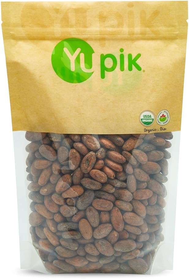 Yupik Organic Raw Cacao Beans, 2.2 lb (35.2 oz), Vegan, GMO-Free, Kosher, Gluten-Free, Dried Beans, Fermented, Unroasted, No Sugar Added, Source of Fiber & Iron, Ideal for Baking & Chocolate Making - Image 1