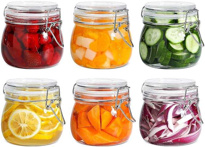 ComSaf 6-Pack 17oz Short Glass Jars for Drawers, Small Airtight Food Canisters for Spices, Nuts & Kids Snacks, Pint Sized Canning Jar Set for Jams, Pickles & Pantry Organization - Image 1