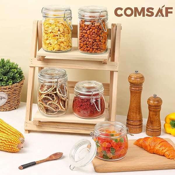 ComSaf 6-Pack 17oz Short Glass Jars for Drawers, Small Airtight Food Canisters for Spices, Nuts & Kids Snacks, Pint Sized Canning Jar Set for Jams, Pickles & Pantry Organization - Image 2