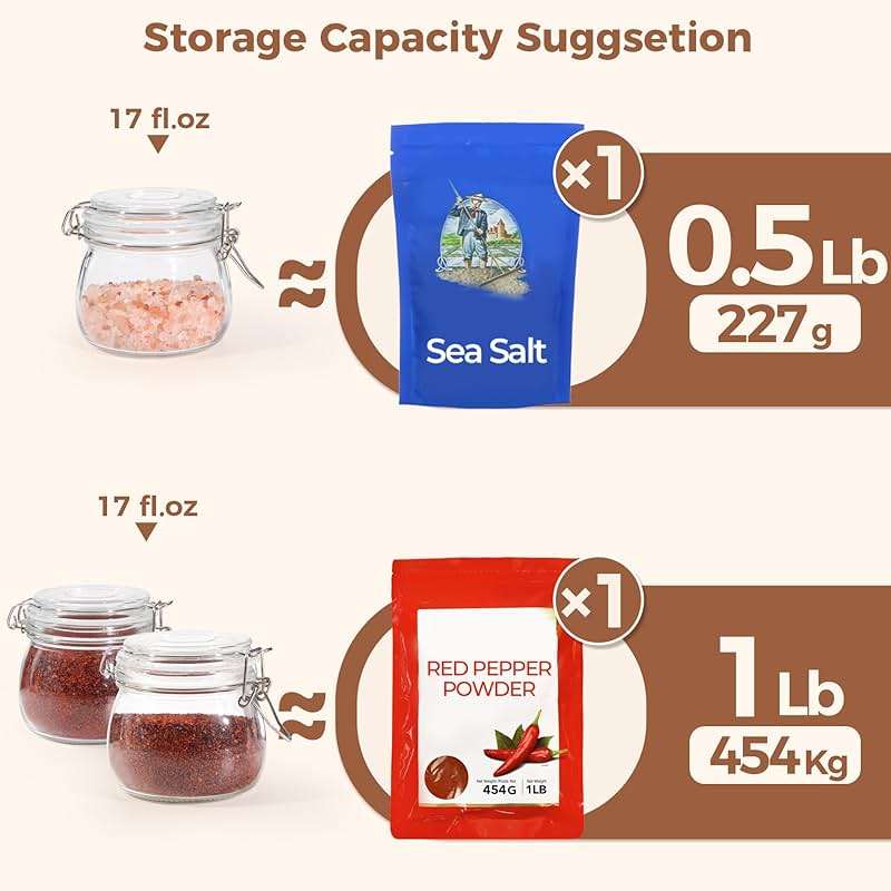 ComSaf 6-Pack 17oz Short Glass Jars for Drawers, Small Airtight Food Canisters for Spices, Nuts & Kids Snacks, Pint Sized Canning Jar Set for Jams, Pickles & Pantry Organization - Image 4