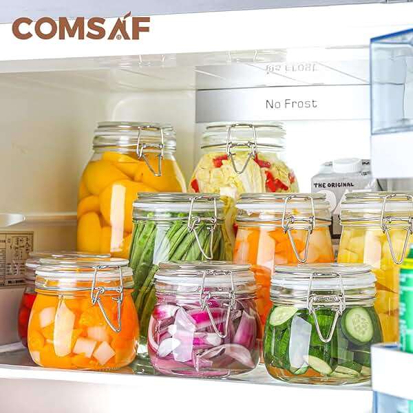 ComSaf 6-Pack 17oz Short Glass Jars for Drawers, Small Airtight Food Canisters for Spices, Nuts & Kids Snacks, Pint Sized Canning Jar Set for Jams, Pickles & Pantry Organization - Image 5
