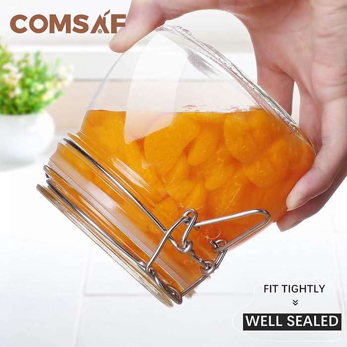 ComSaf 6-Pack 17oz Short Glass Jars for Drawers, Small Airtight Food Canisters for Spices, Nuts & Kids Snacks, Pint Sized Canning Jar Set for Jams, Pickles & Pantry Organization - Image 7