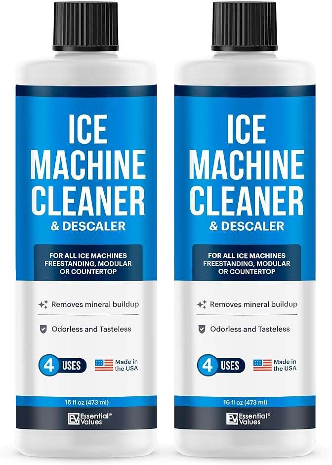 Essential Values Ice Machine Cleaner and Descaler, 2 Pack x 16 fl oz, Nickel Safe Descaler, Ice Maker Cleaner Compatible with All Major Brands (Scotsman, KitchenAid), Made in the USA - Image 1