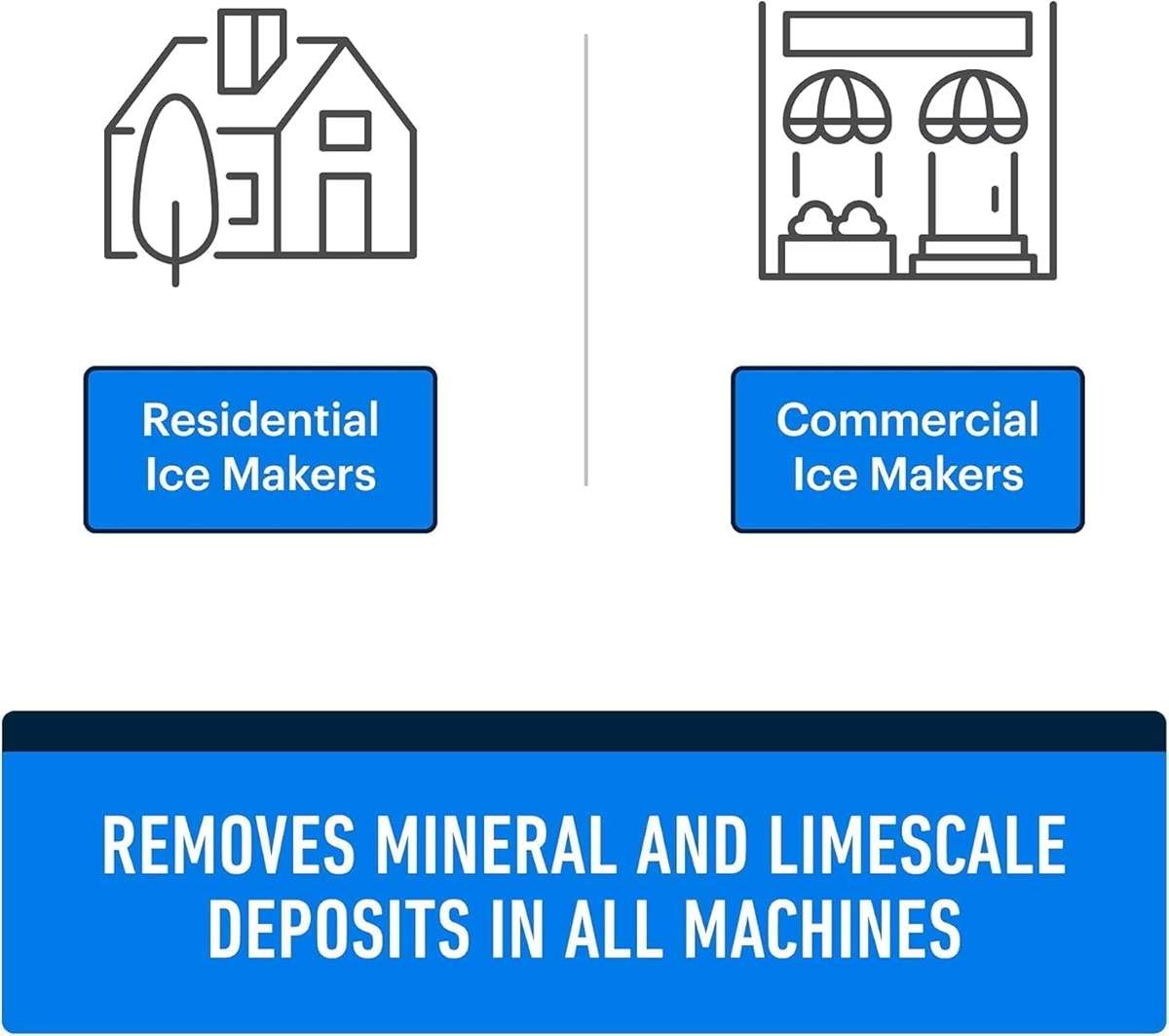 Essential Values Ice Machine Cleaner and Descaler, 2 Pack x 16 fl oz, Nickel Safe Descaler, Ice Maker Cleaner Compatible with All Major Brands (Scotsman, KitchenAid), Made in the USA - Image 2