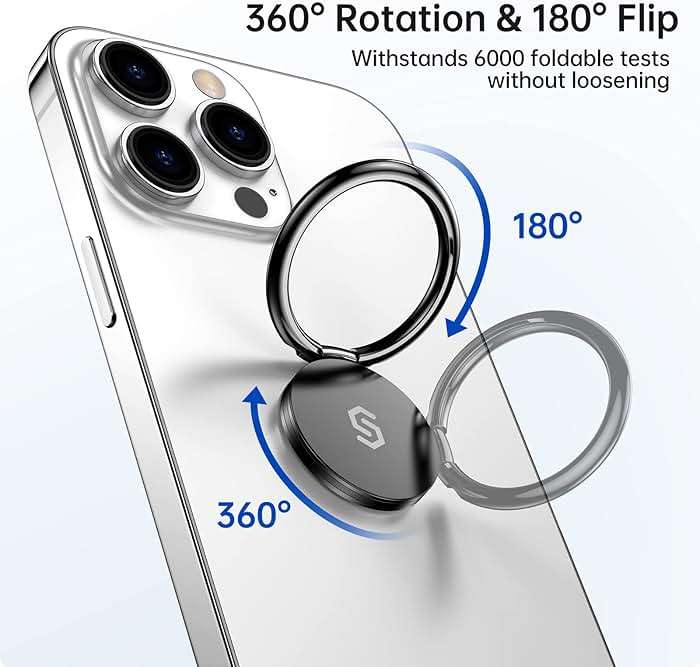 Syncwire Cell Phone Ring Holder Stand, 360 ° Rotation Finger Ring Kickstand Polished Metal Phone Grip Compatible with iPhone, Samsung, LG, Sony - Image 3