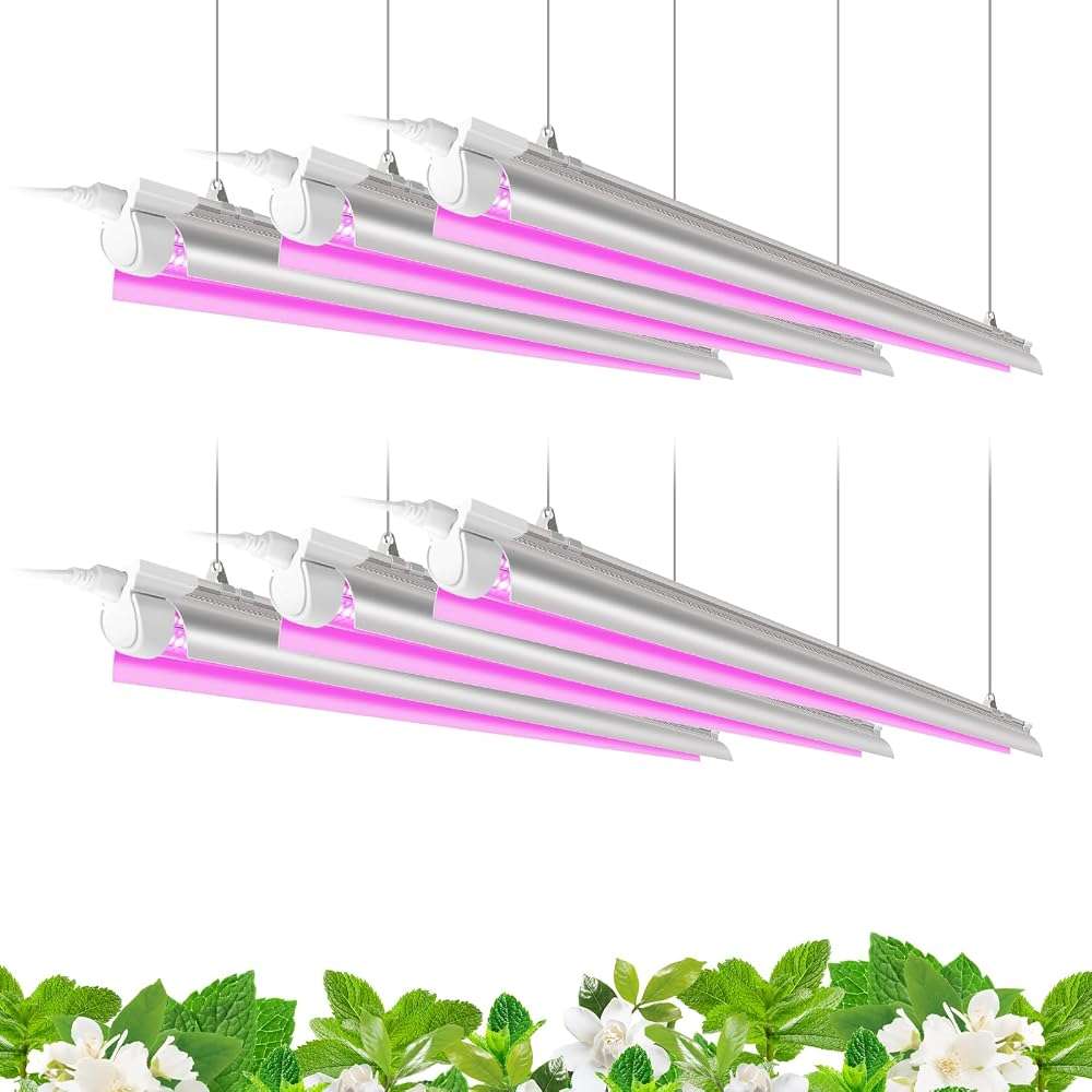 Barrina LED Grow Light, 252W(6 x 42W) 4ft T8, Full Spectrum, V-Shape with Reflector, Linkable Design, Plant Lights for Indoor Plants, 6-Pack - Image 1