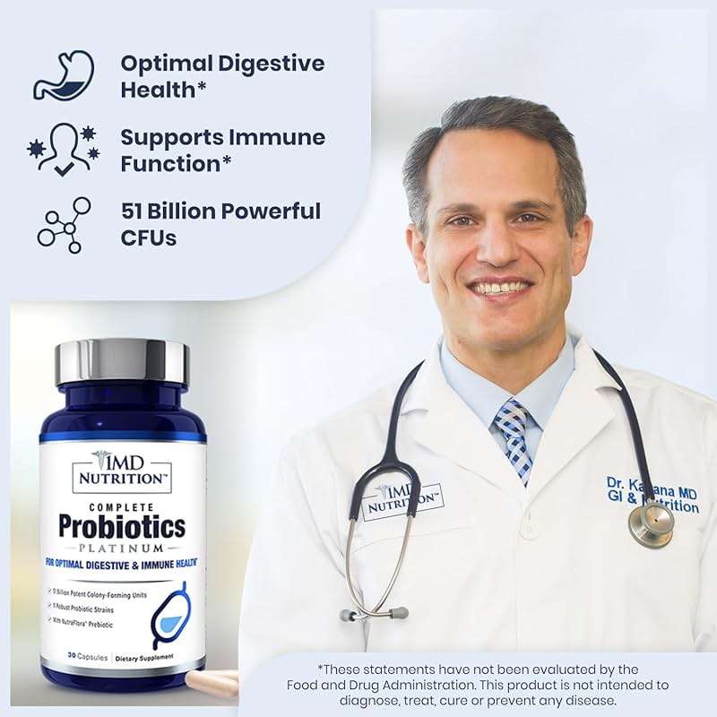 1MD Nutrition Complete Probiotics Platinum - w/Prebiotics and Probiotics for Digestive Health - Probiotic Supplement for Women & Men - More Than 50 Billion Live CFU 11 Strains Dairy-Free - 30 Caps - Image 2