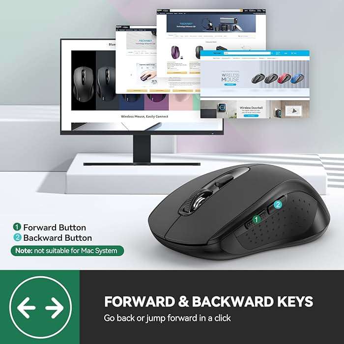 TECKNET Bluetooth Mouse (BT 5.0/3.0+2.4Ghz), 6-Level 4000 DPI Wireless Mice for Laptop, 2-in-1 Ergonomic Computer Portable PC Mouse, Silent Mouse with USB Receiver for Windows/Mac/PC/Notebook - Image 7