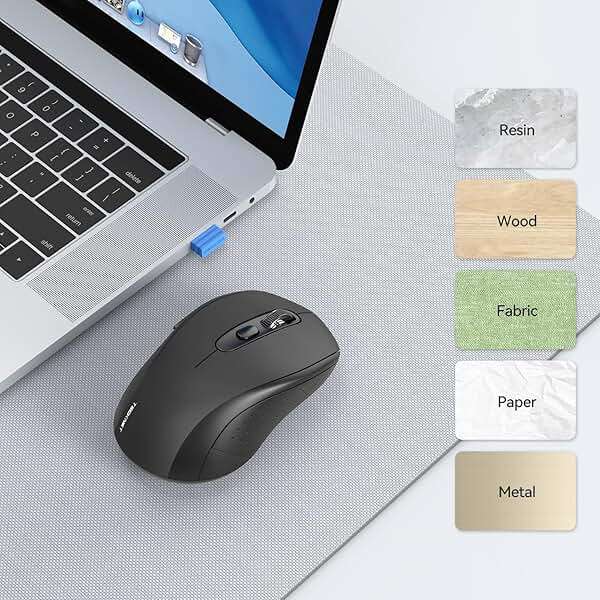 TECKNET Bluetooth Mouse (BT 5.0/3.0+2.4Ghz), 6-Level 4000 DPI Wireless Mice for Laptop, 2-in-1 Ergonomic Computer Portable PC Mouse, Silent Mouse with USB Receiver for Windows/Mac/PC/Notebook - Image 8
