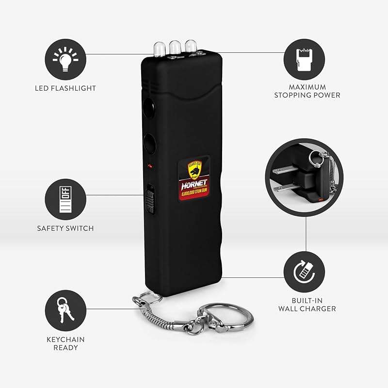 Guard Dog Security Flashlight Stun Gun Self Defense, High Voltage Hornet Mini Stun Gun Keychain, Rechargeable Womens Self Defense, Safety Switch, Powerful Flashlight, Compact Device - Image 2