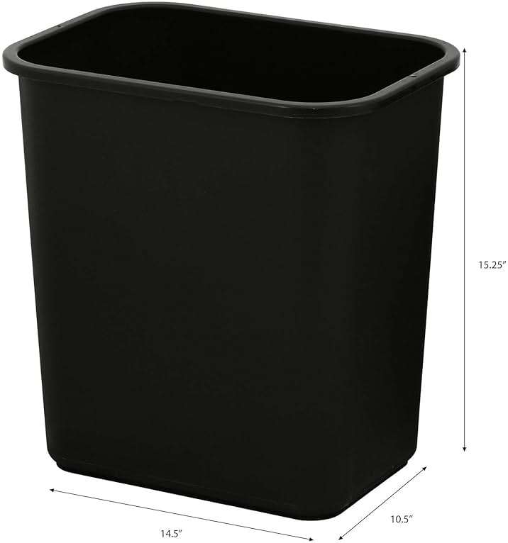 United Solutions 7 Gallon / 28 Quart Efficient Trash Wastebasket, Fits Under Desk, Small, Narrow Spaces in Commercial, Kitchen, Home Office, Dorm, Easy to Clean, Black (Pack of 12) - Image 3