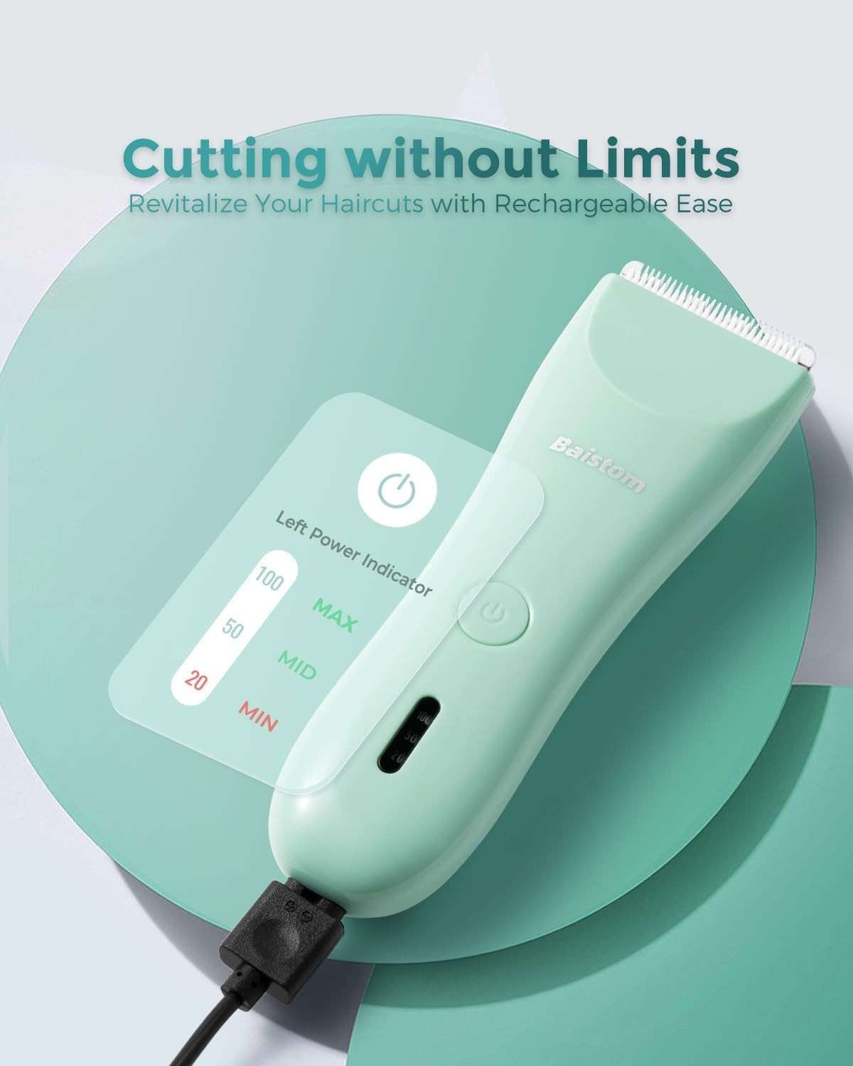 Baistom Quiet Baby Hair Clippers for 0–12Y with Hair Cutting Kit | 2-Mode Suitable for Infant Toddler & Kids, Rechargeable & Cordless, Upgraded Battery Capacity, Waterproof - Image 5