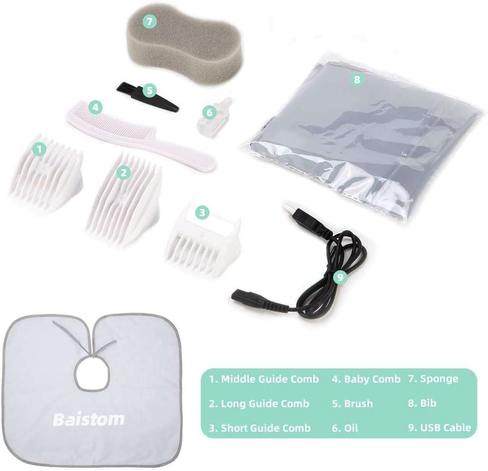 Baistom Quiet Baby Hair Clippers for 0–12Y with Hair Cutting Kit | 2-Mode Suitable for Infant Toddler & Kids, Rechargeable & Cordless, Upgraded Battery Capacity, Waterproof - Image 7