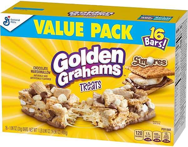 Golden Grahams Cereal Treat Bars, S'mores, Snack Bars, Value Pack, 16 Ct, 16.96 oz (Pack of 4) - Image 4