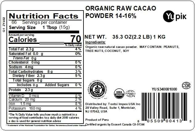 Yupik Organic Raw Cacao Powder, 2.2 lb, Gluten-Free, GMO-Free, Kosher, Vegan, Dairy-Free, No Added Sugar, Made from Raw Cacao Beans, Rich Chocolate Flavor, Ideal for Baking & Beverages - Image 2
