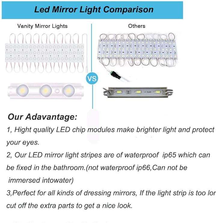 Led Vanity Mirror Lights, Hollywood Style Vanity Make Up Light, 10ft Ultra Bright White LED, Dimmable Touch Control Lights Strip, for Makeup Vanity Table & Bathroom Mirror, Mirror Not Included - Image 5