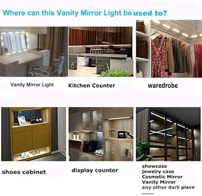 Led Vanity Mirror Lights, Hollywood Style Vanity Make Up Light, 10ft Ultra Bright White LED, Dimmable Touch Control Lights Strip, for Makeup Vanity Table & Bathroom Mirror, Mirror Not Included - Image 7
