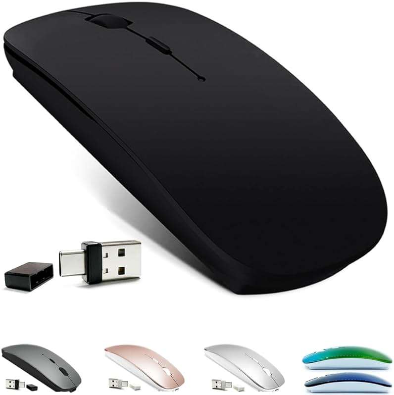KLO Rechargeable Bluetooth 5.2/3.0/Type-C/USB-2.4G Mouse for MacBook/MacBook air/Pro/iPad, Wireless Mouse for Laptop/Notebook/pc/iPad/Chromebook (Black) - Image 1
