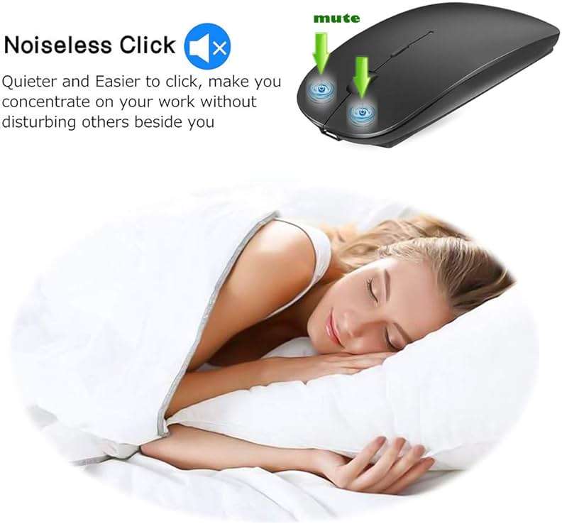 KLO Rechargeable Bluetooth 5.2/3.0/Type-C/USB-2.4G Mouse for MacBook/MacBook air/Pro/iPad, Wireless Mouse for Laptop/Notebook/pc/iPad/Chromebook (Black) - Image 6