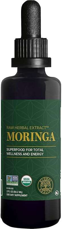 Global Healing Center - Organic Moringa Oleifera Extract Liquid Drops, Moringa Supplement-Vegan from Tree Leaves-Max Absorption of Vitamins and Minerals- More Potency Than Powder Form (2 Fl Oz) - Image 1