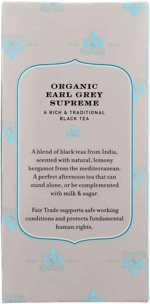Harney & Sons Premium Tea, Organic Earl Grey Supreme Black Tea, Individually Wrapped Tea Bags, 20/box - Image 4