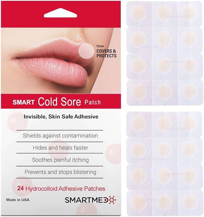 SMARTMED Smart Cold Sore Treatment Patch Help Prevent Breakouts, Soothe Itching and Burning | Discrete, Invisible, Skin Safe Adhesive [24 Patches] - Image 1