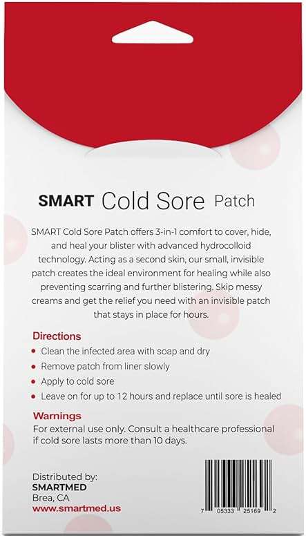 SMARTMED Smart Cold Sore Treatment Patch Help Prevent Breakouts, Soothe Itching and Burning | Discrete, Invisible, Skin Safe Adhesive [24 Patches] - Image 2