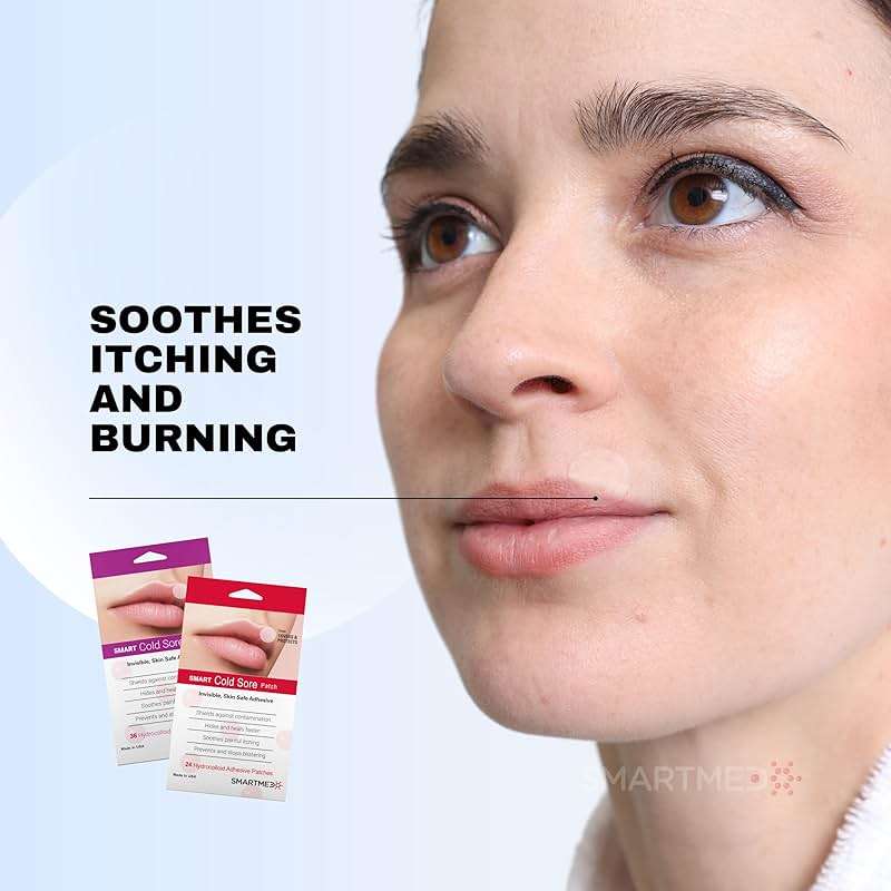 SMARTMED Smart Cold Sore Treatment Patch Help Prevent Breakouts, Soothe Itching and Burning | Discrete, Invisible, Skin Safe Adhesive [24 Patches] - Image 6