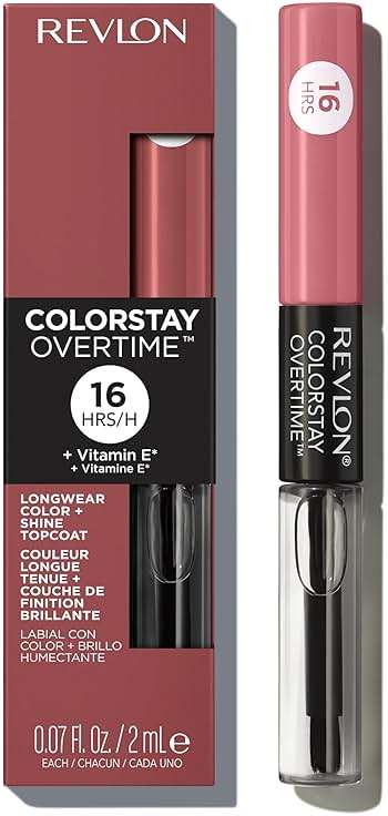 Revlon ColorStay Overtime Lipcolor, Liquid Lipstick with Clear Lip Gloss, Dual Ended with Vitamin E, 550 Blush Hour, 0.07 fl oz - Image 3