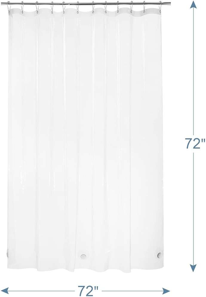 AmazerBath Heavy Duty Shower Curtain Liner 12 Gauge, 72 x 72 Inches Clear Shower Curtain Liner with 3 Clear Stones and 12 Grommet Holes, Weighted Plastic Shower Liner - Image 8