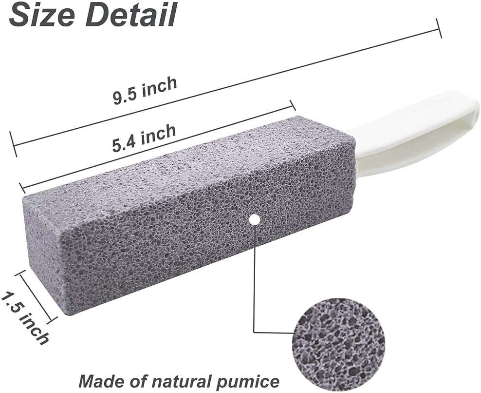 Pumice Stone for Toilet Cleaning with Handle Toilet Stone, Removing Hard Water Rings for Toilet Bowl Pool Bathtub, 4 Pack - Image 2
