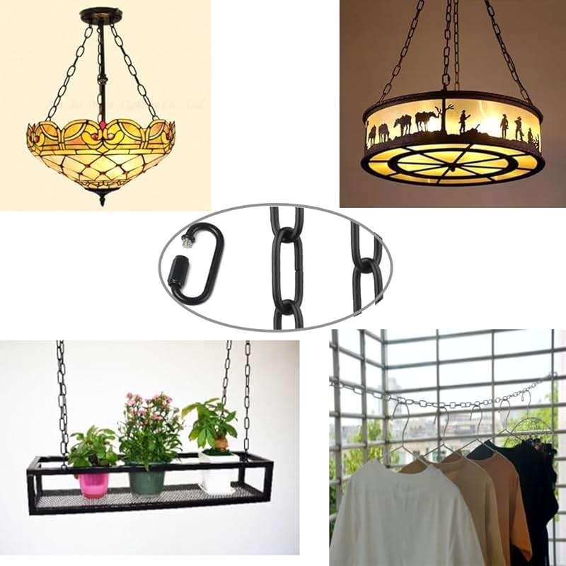 WOERFU 6 feet Black Pendant Light Fixture Chain Permits Installation of Chain-Hung Fixtures On High Ceilings with Maximum Fixture Weight of 50 Pounds - Image 2